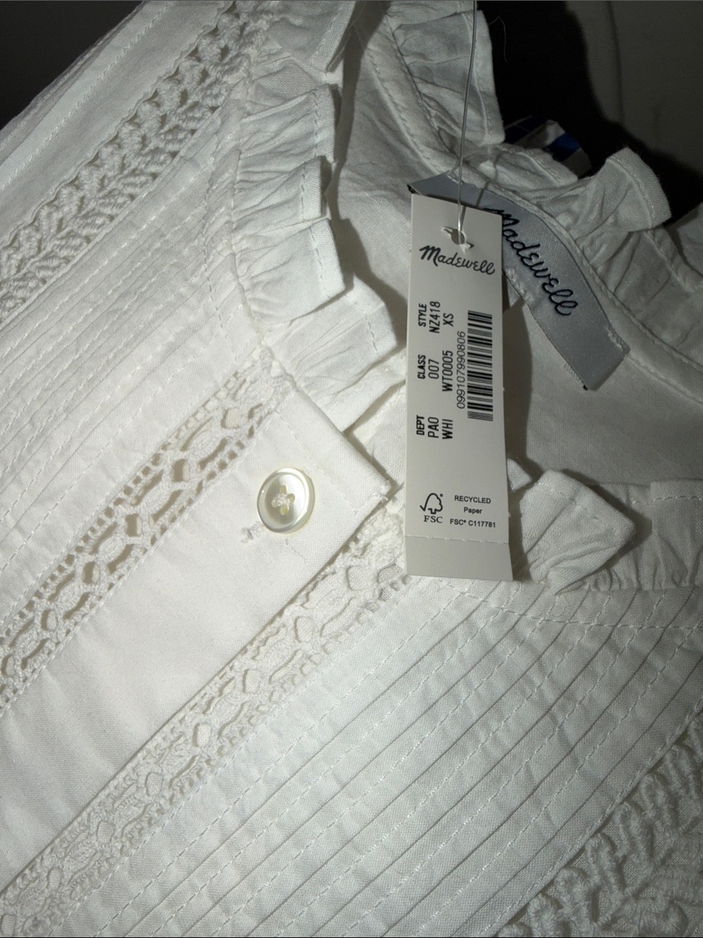 Madewell White Eyelet Button-Front Blouse - Picture 9 of 9